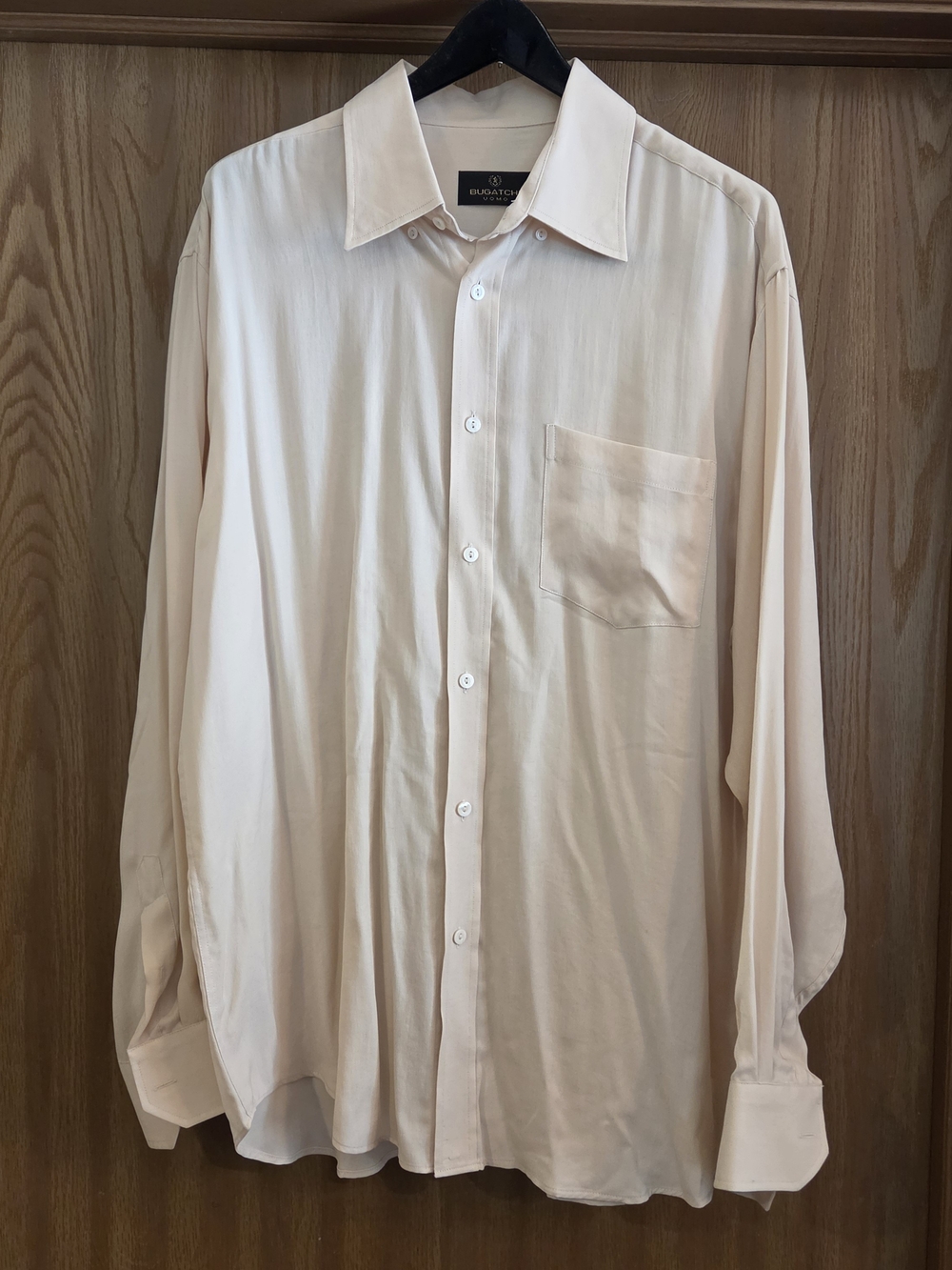 Bugatchi Classic Cream Long-Sleeve Dress Shirt